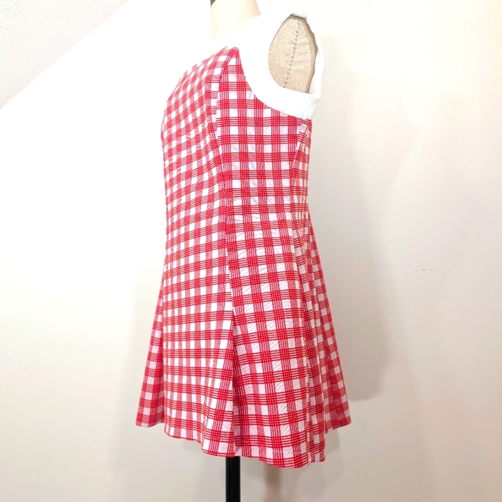Vintage Reiner Of Chicago plaid mod polyester midi w pleated skirt. XL